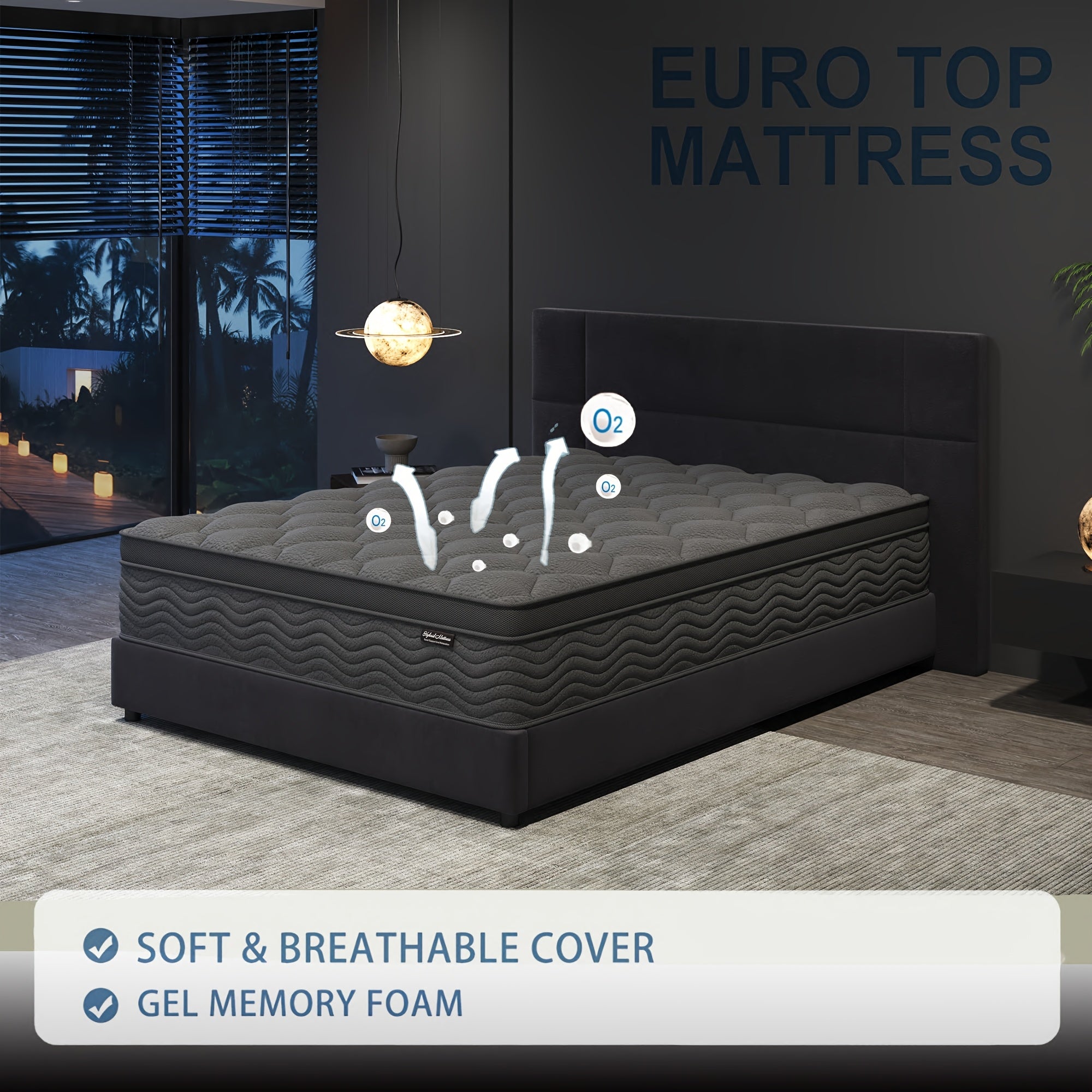 10\u002F12 Inch Mattress Full Queen Size Memory Foam - Ergonomic Design, Medium Firm Hybrid Mattress, Luxurious Comfort With Pocket Springs, Grey Quilted Cover, Colchones Para Cama