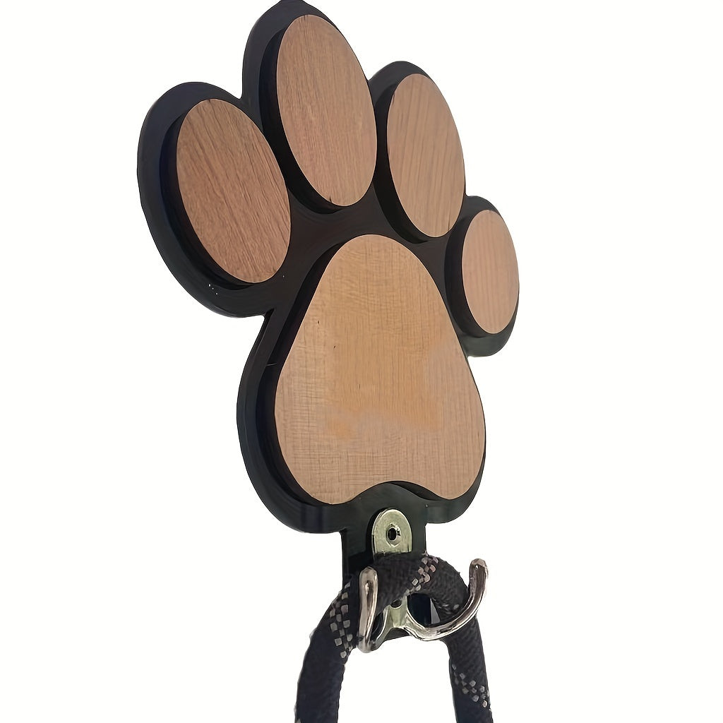 1pc Chic Wooden Paw Print Wall Hook - Polished Finish, Handcrafted Towel & Clothes Hanger for Bedroom and Bathroom Decor