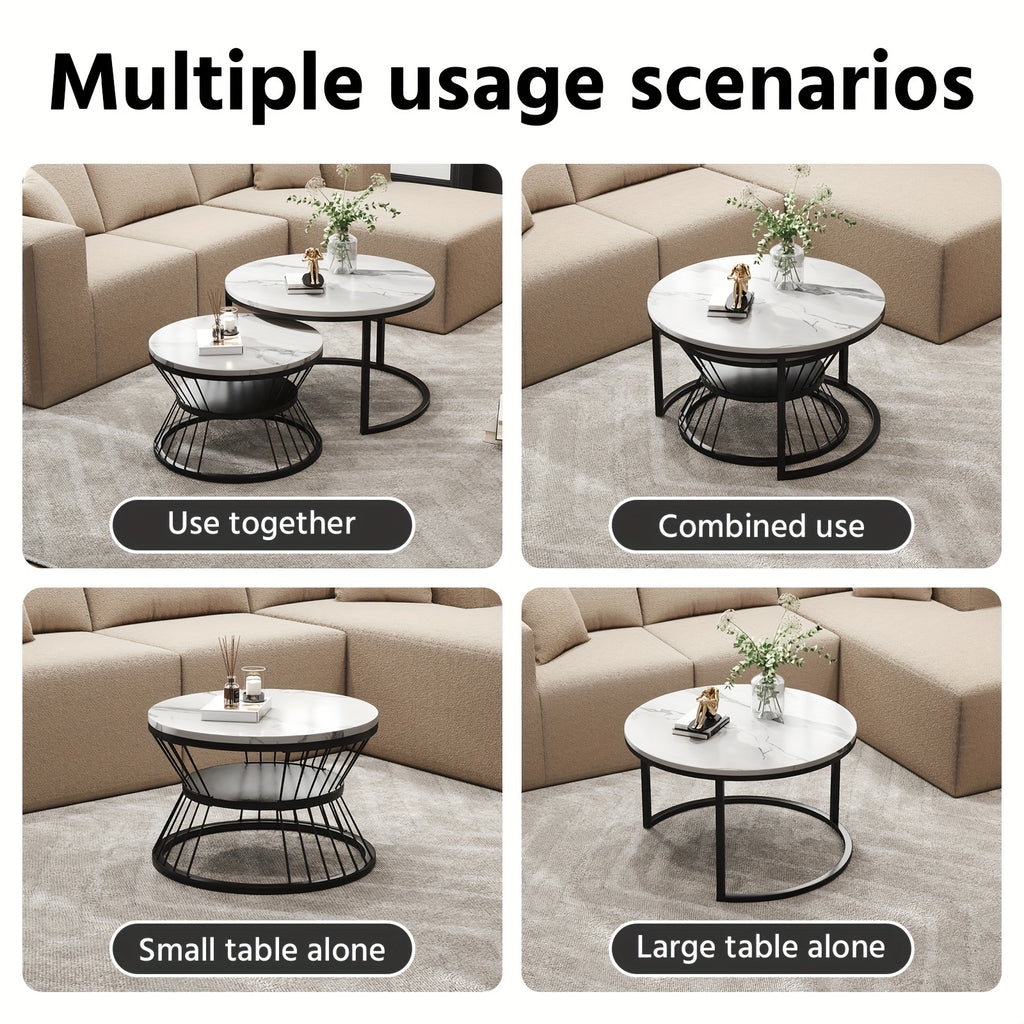 Nesting Coffee Table Black Set of 2, 27.5\