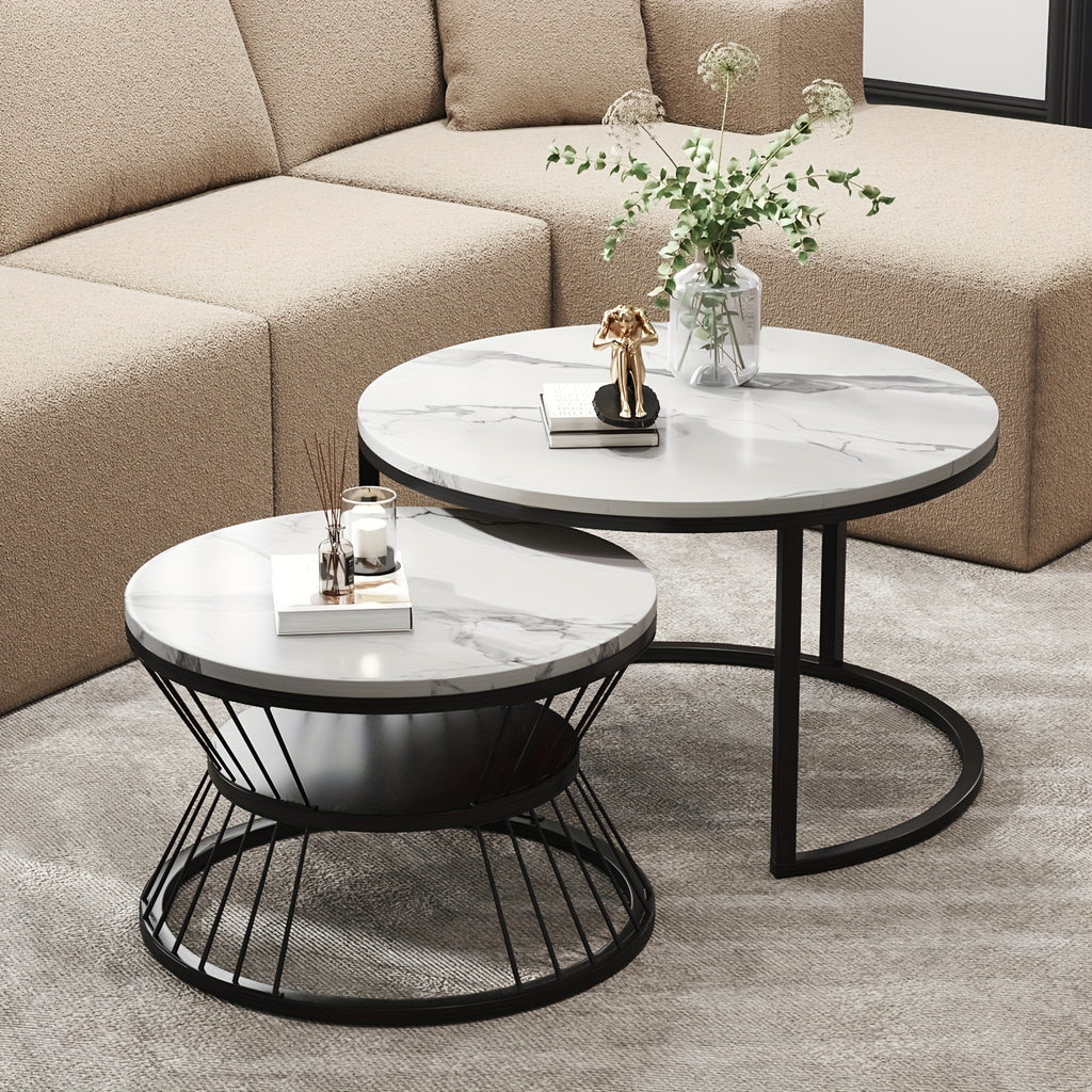 Nesting Coffee Table Black Set of 2, 27.5\