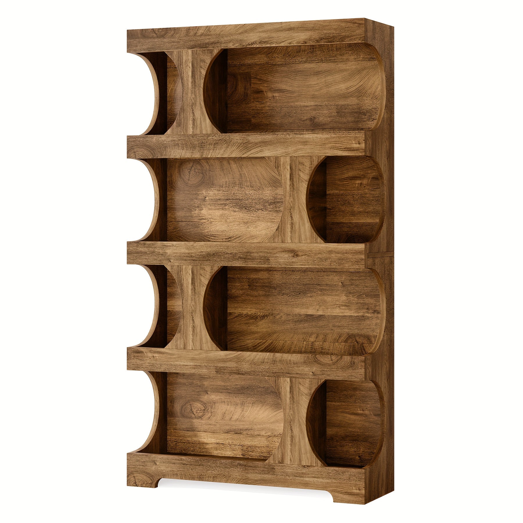 Modern Wooden Bookshelf 71-inch Heavy-Duty Modern Wooden Bookshelf - Dark Brown\u002FWood Grain, Space-Saving Design for Living Room, Office, Library - Sturdy Construction & Easy Assembly Required, Bookshelf Decor
