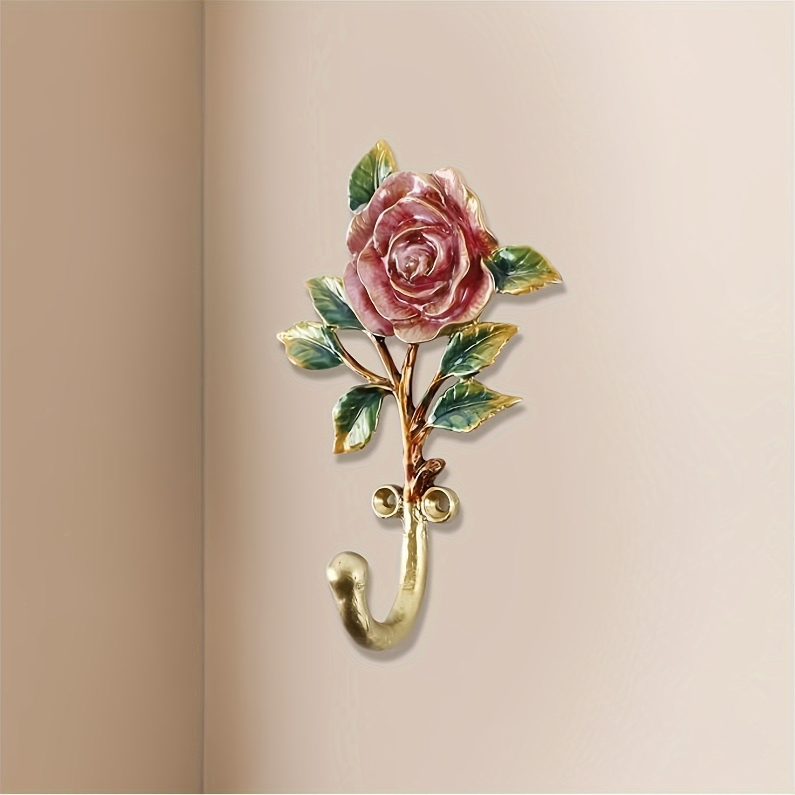 2pcs Elegant Vintage Rose Flower Metal Coat Hooks, Wall Mount Durable Coat Hangers, Fashion Style Home Decor for Indoor Clothing Storage