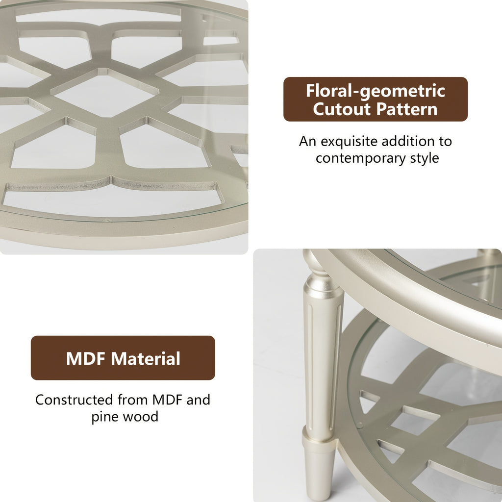 Modern Coffee Table With Tempered Glass Top, 32\