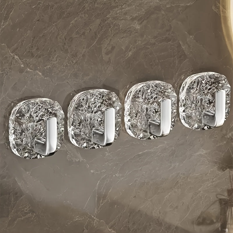 4pcs Ice Flower Hooks 4pcs Set, Wall Mounted Ice Flower Hook | Bathroom Towel Rack, Kitchen Utensil Storage Hook, Cumulative Of