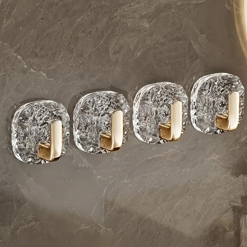 4pcs Ice Flower Hooks 4pcs Set, Wall Mounted Ice Flower Hook | Bathroom Towel Rack, Kitchen Utensil Storage Hook, Cumulative Of