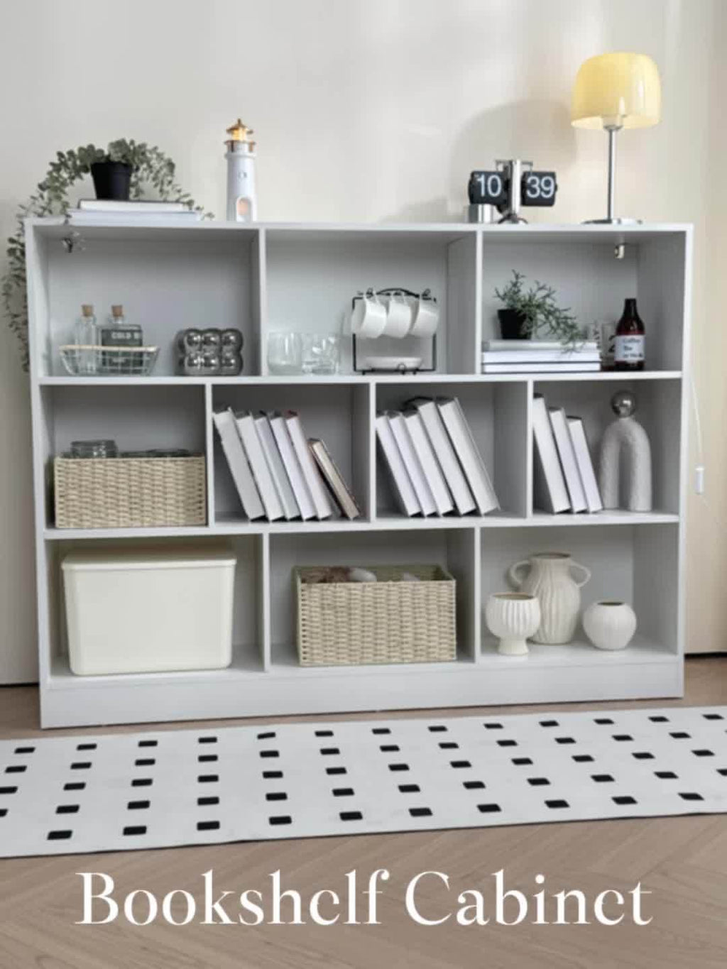 ClickClack Bookshelf, 3-Tier Open Shelf Bookcase, 10 Cube Storage Organizer with Anti-Tilt Device for Bedroom, Living Room