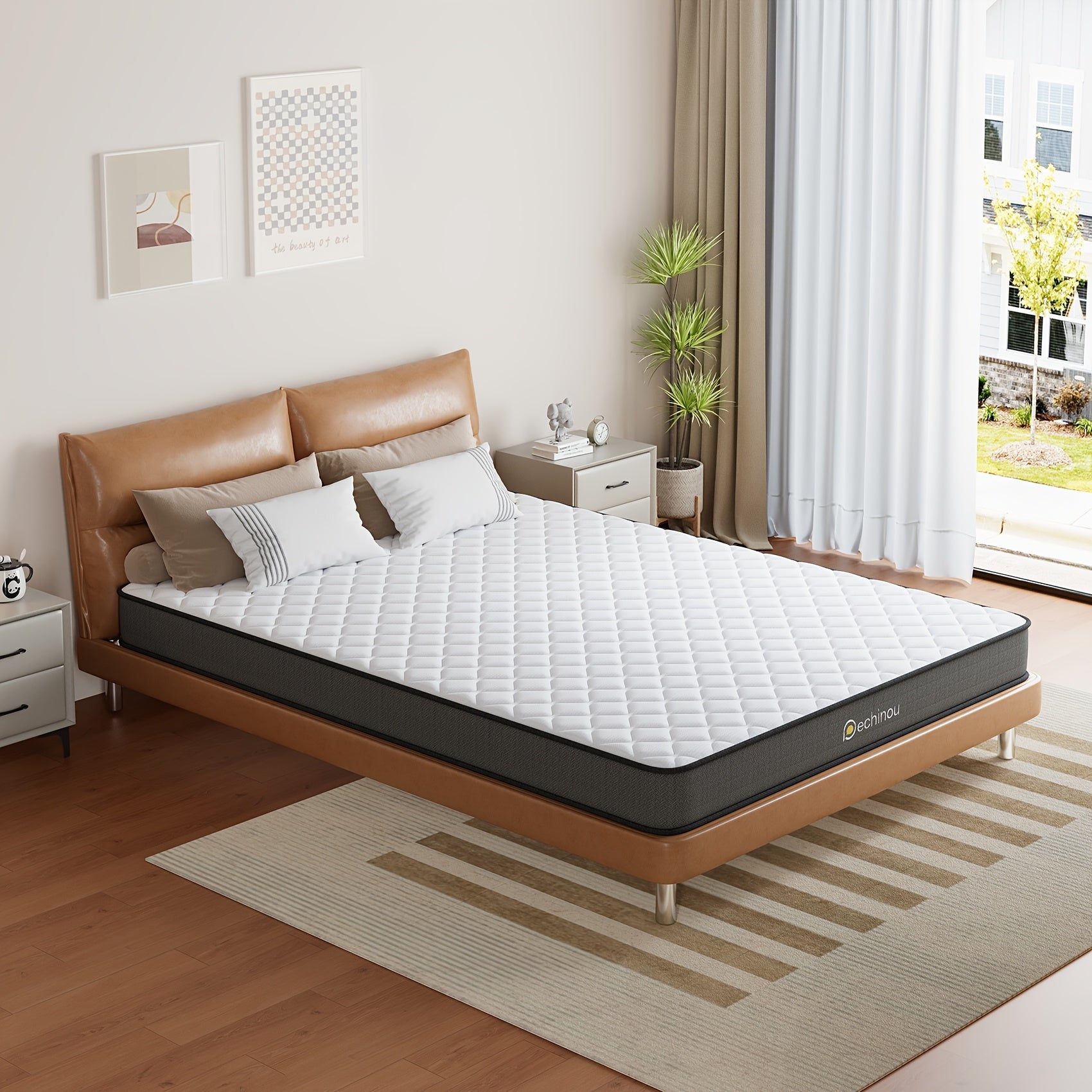 6 Inch Hybrid Mattress In A Box, with Memory Foam And Spring, Medium Firm, Motion Isolation