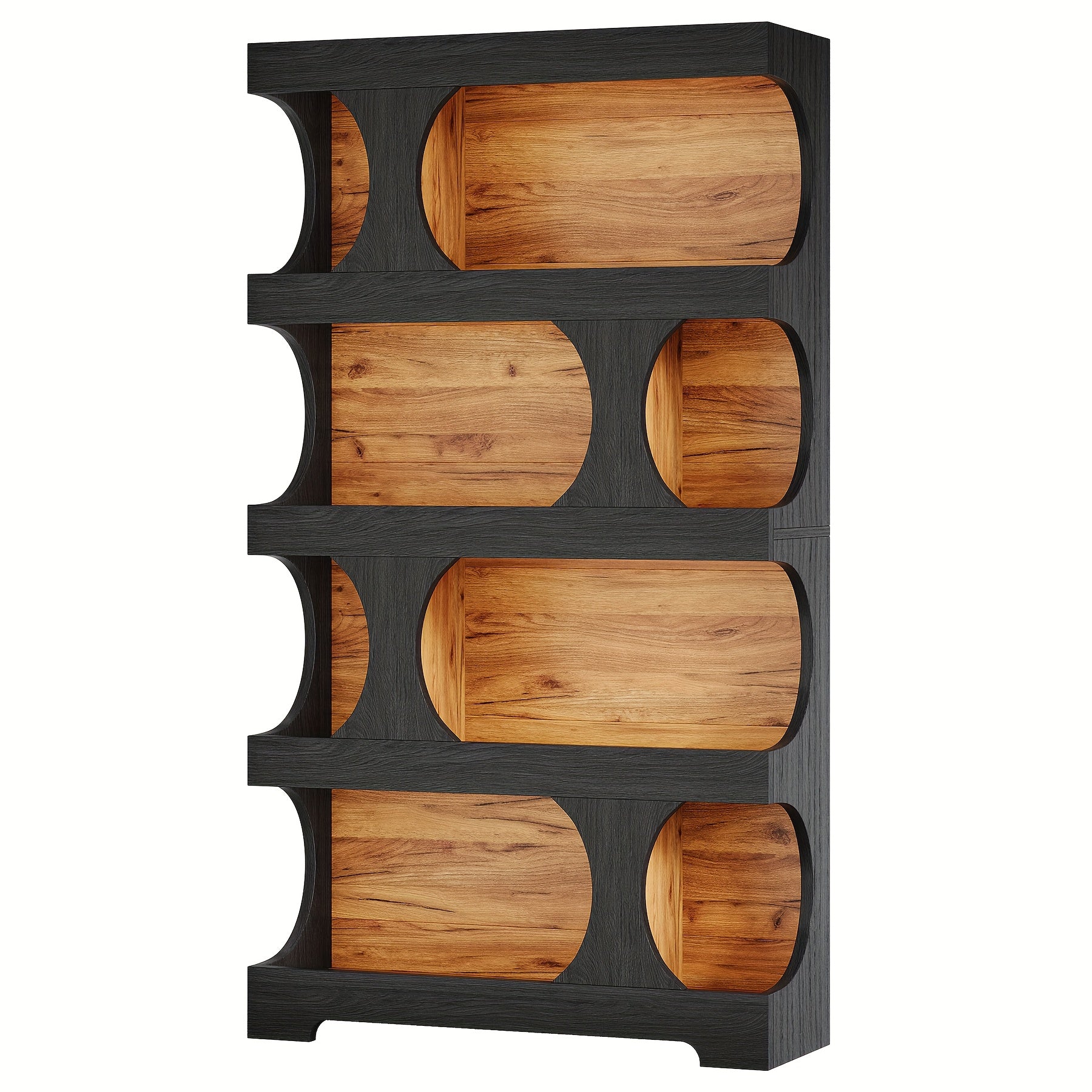 Modern Wooden Bookshelf 71-inch Heavy-Duty Modern Wooden Bookshelf - Dark Brown\u002FWood Grain, Space-Saving Design for Living Room, Office, Library - Sturdy Construction & Easy Assembly Required, Bookshelf Decor