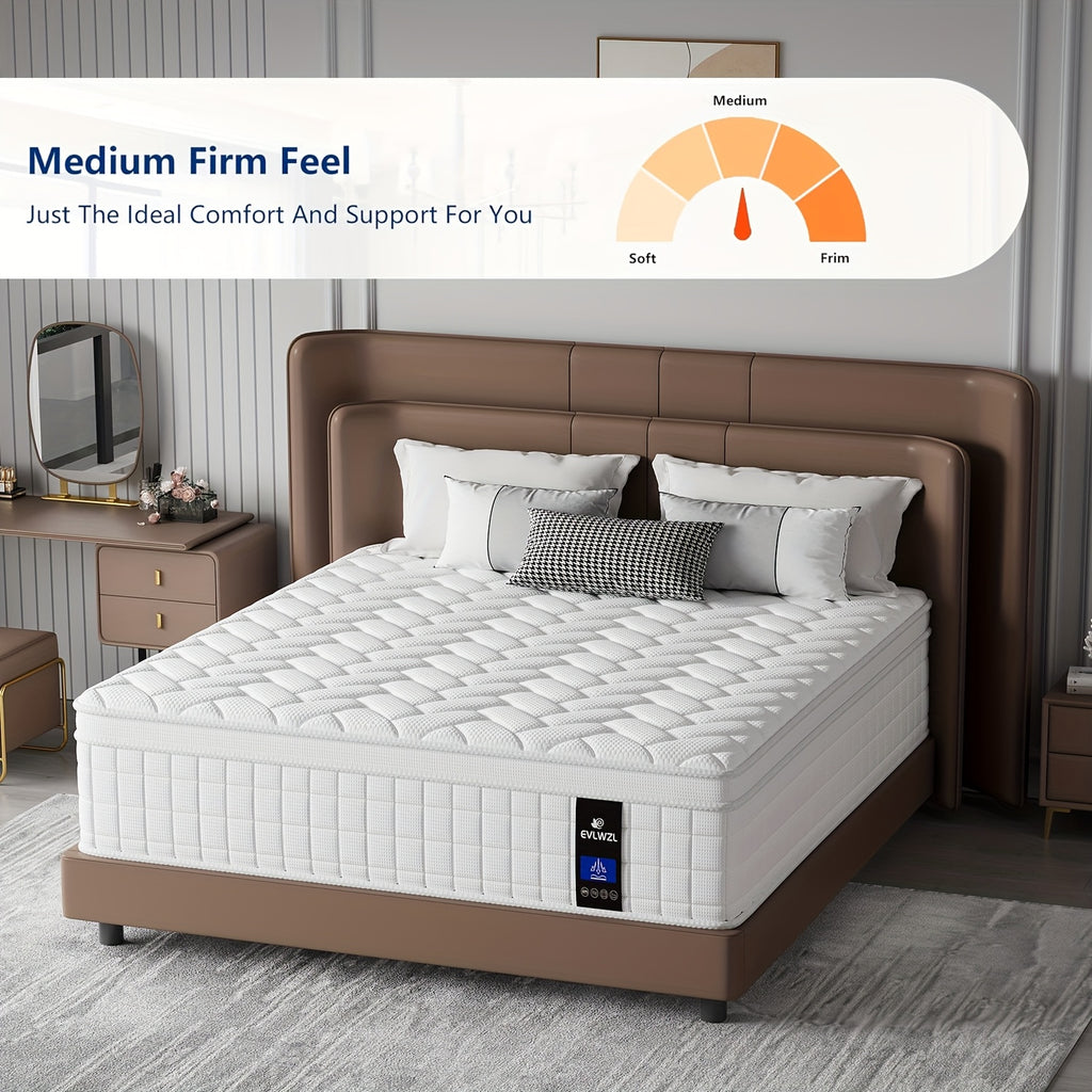 10Inch 12InchHybrid Memory Foam Mattress In A Box, Individually Wrapped Pocket Coils Mattress for Isolate Motion, Fiberglass Free & Support Comfort