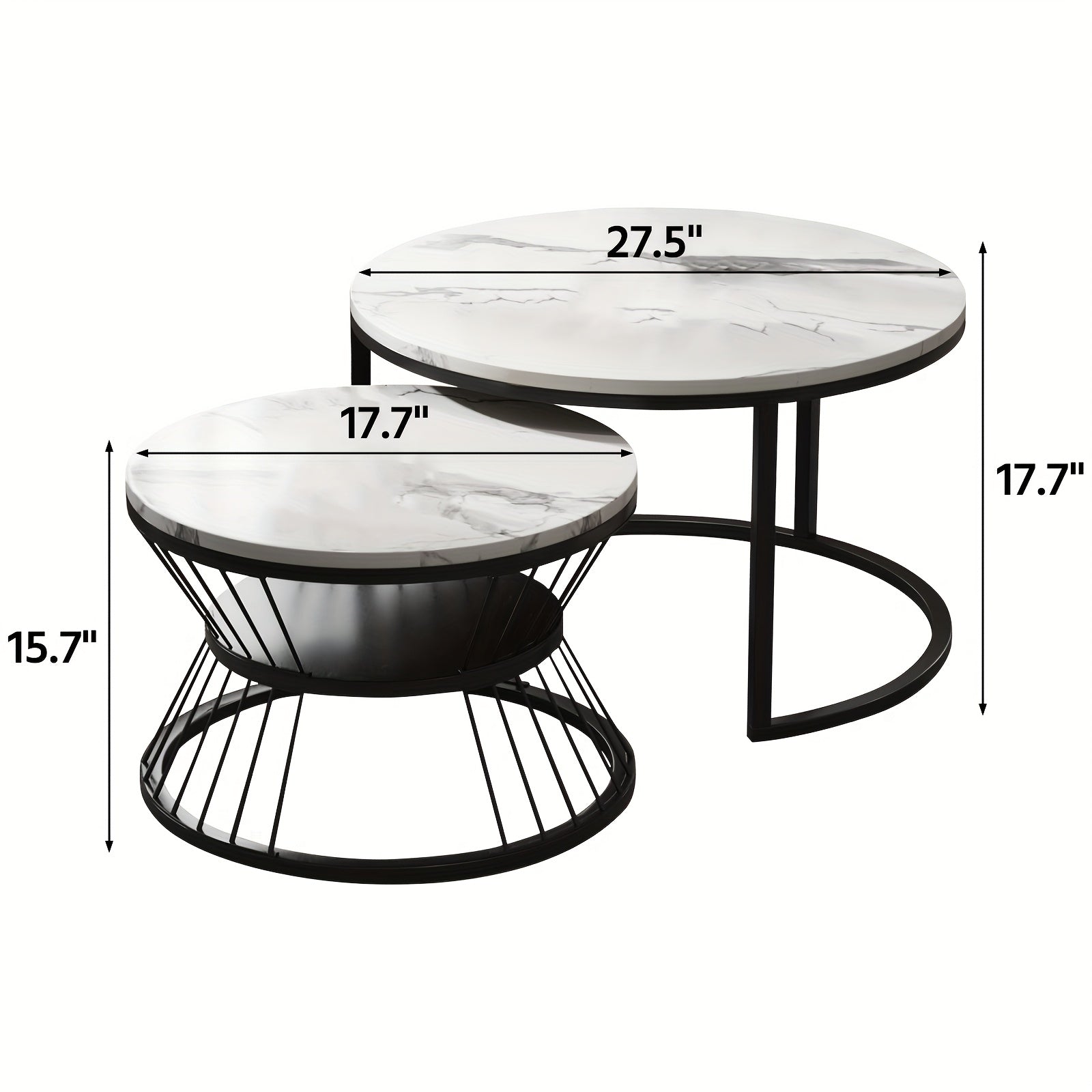 Nesting Coffee Table Black Set of 2, 27.5\