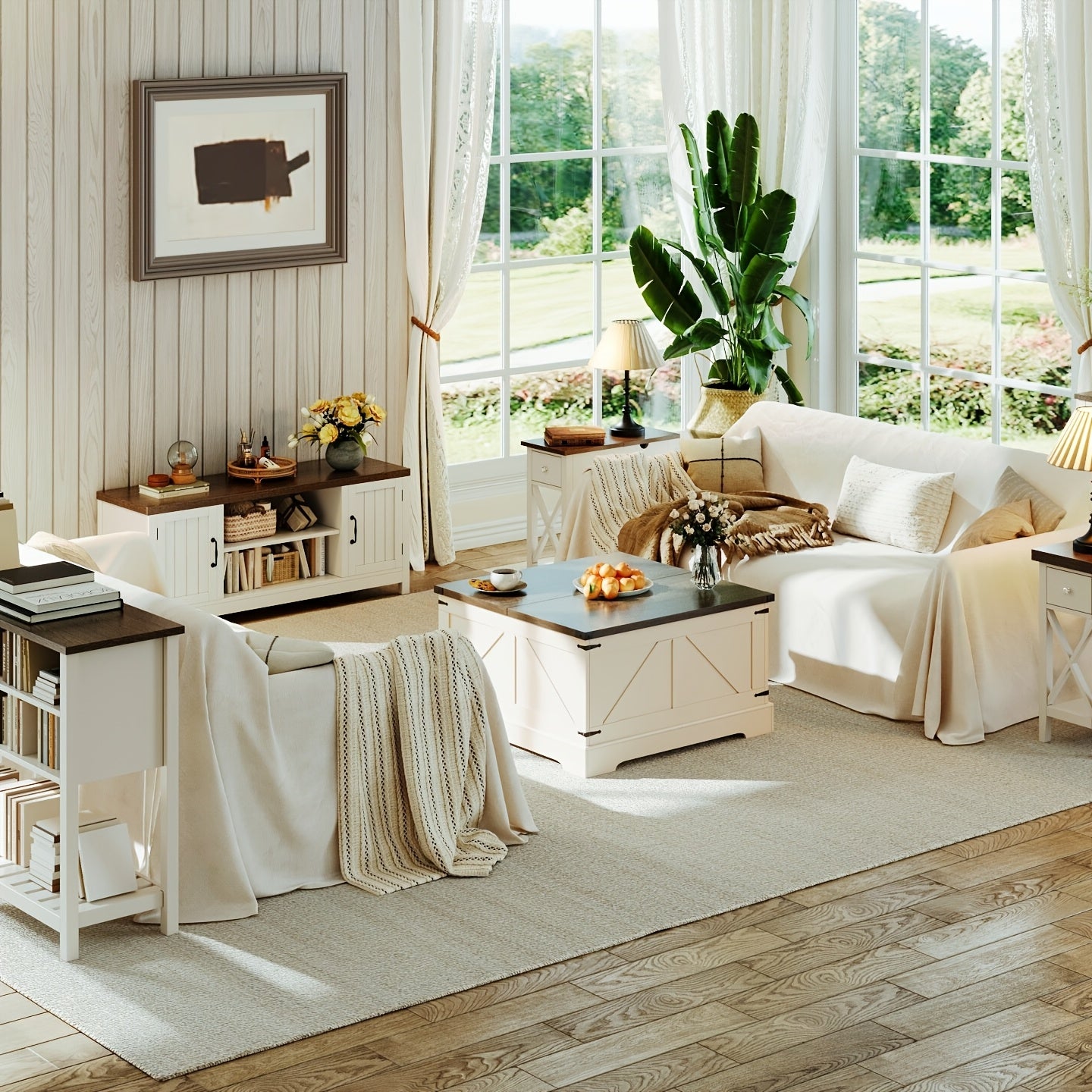 Versatile Farmhouse Lift Top Coffee Table - Square Wooden Centerpiece with Spacious Storage, Easy-Lift Hydraulic Mechanism, Perfect for Living Room & Bedroom Decor, Country Cocktail, Hidden Storage Compartment, Multi-Function Convertible