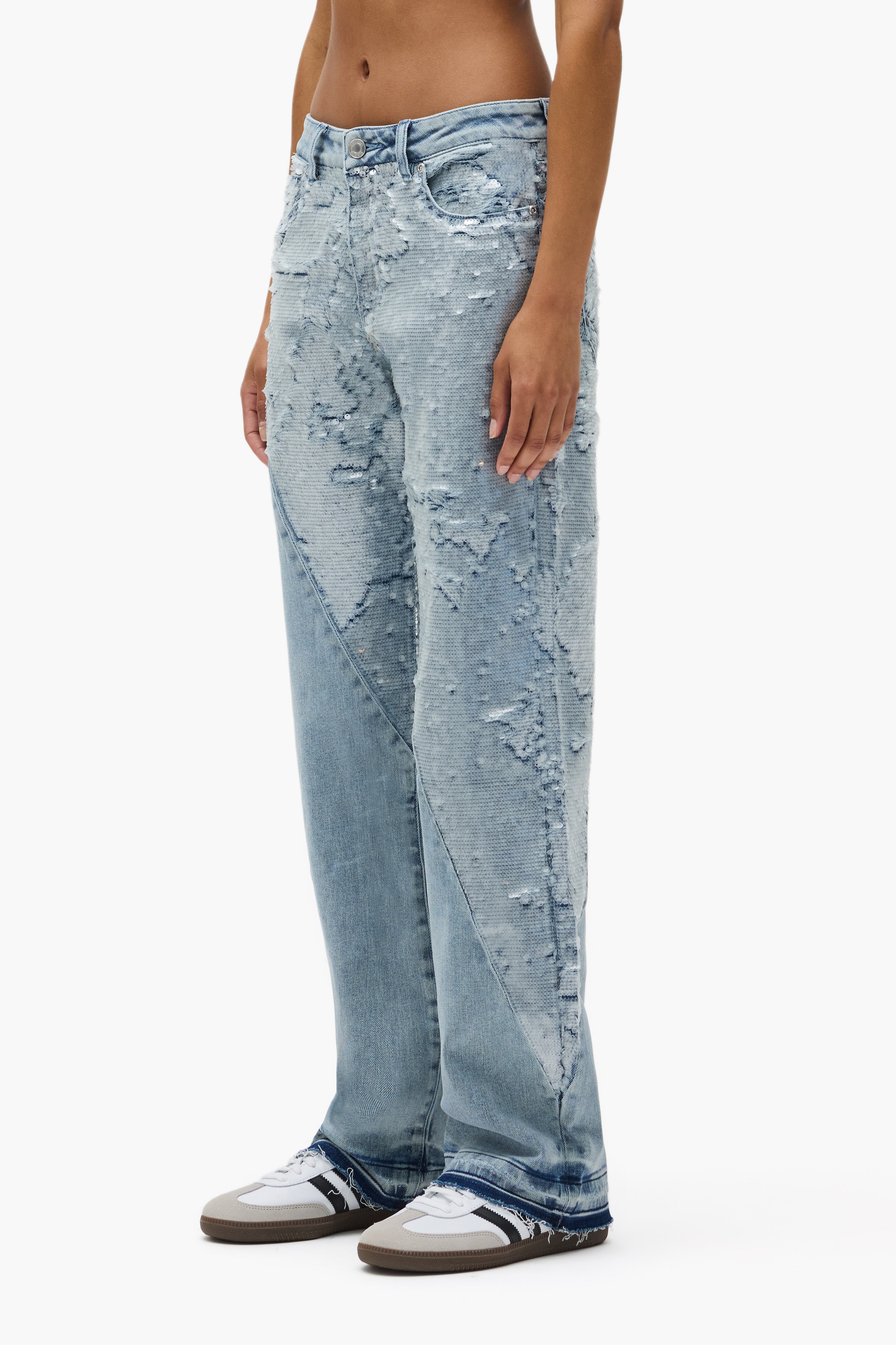 Slim Straight Split Sequin