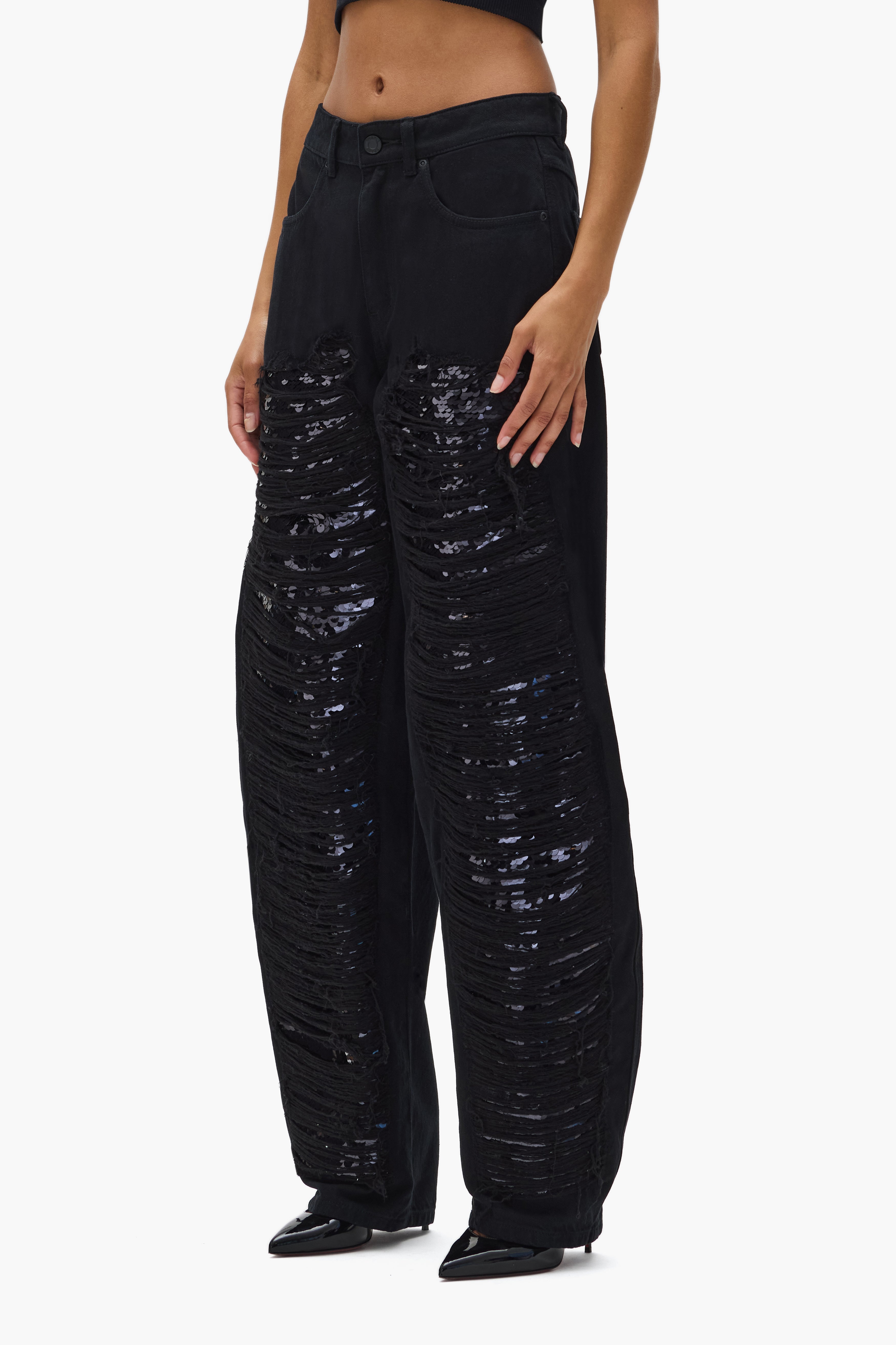 Sequin Barrel Leg