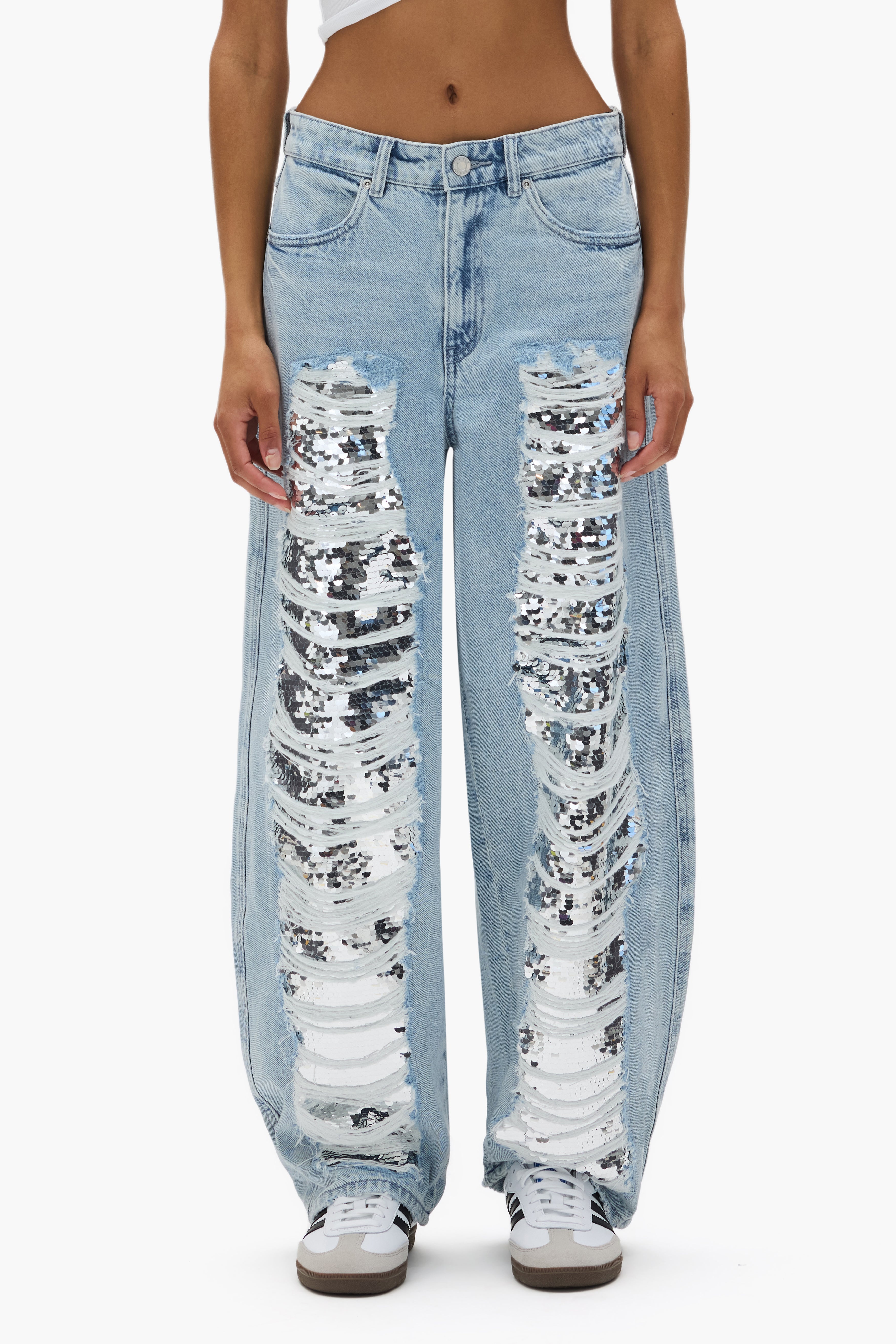 Sequin Blowout Barrel Leg