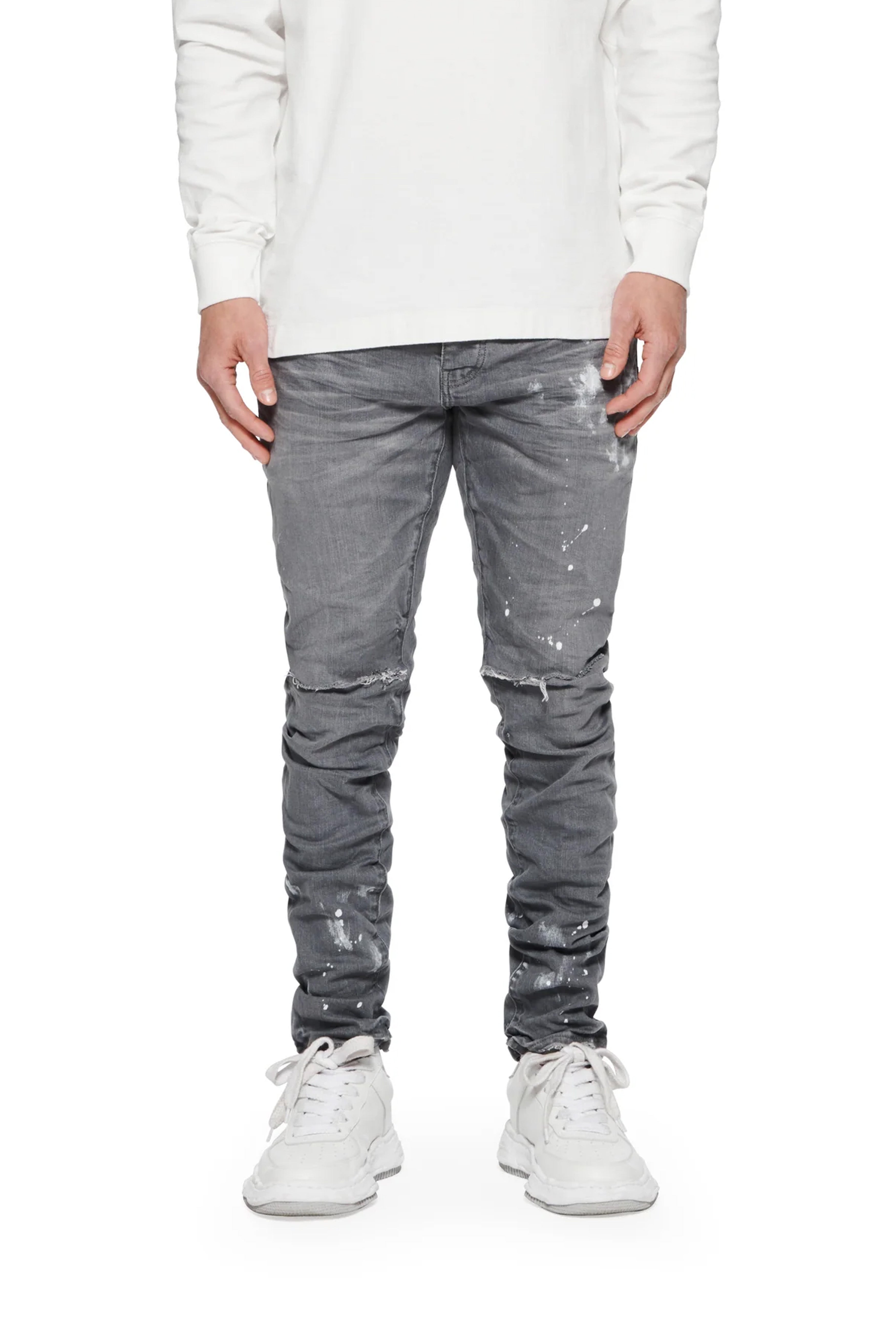 P001 Worn Grey Knee Slit