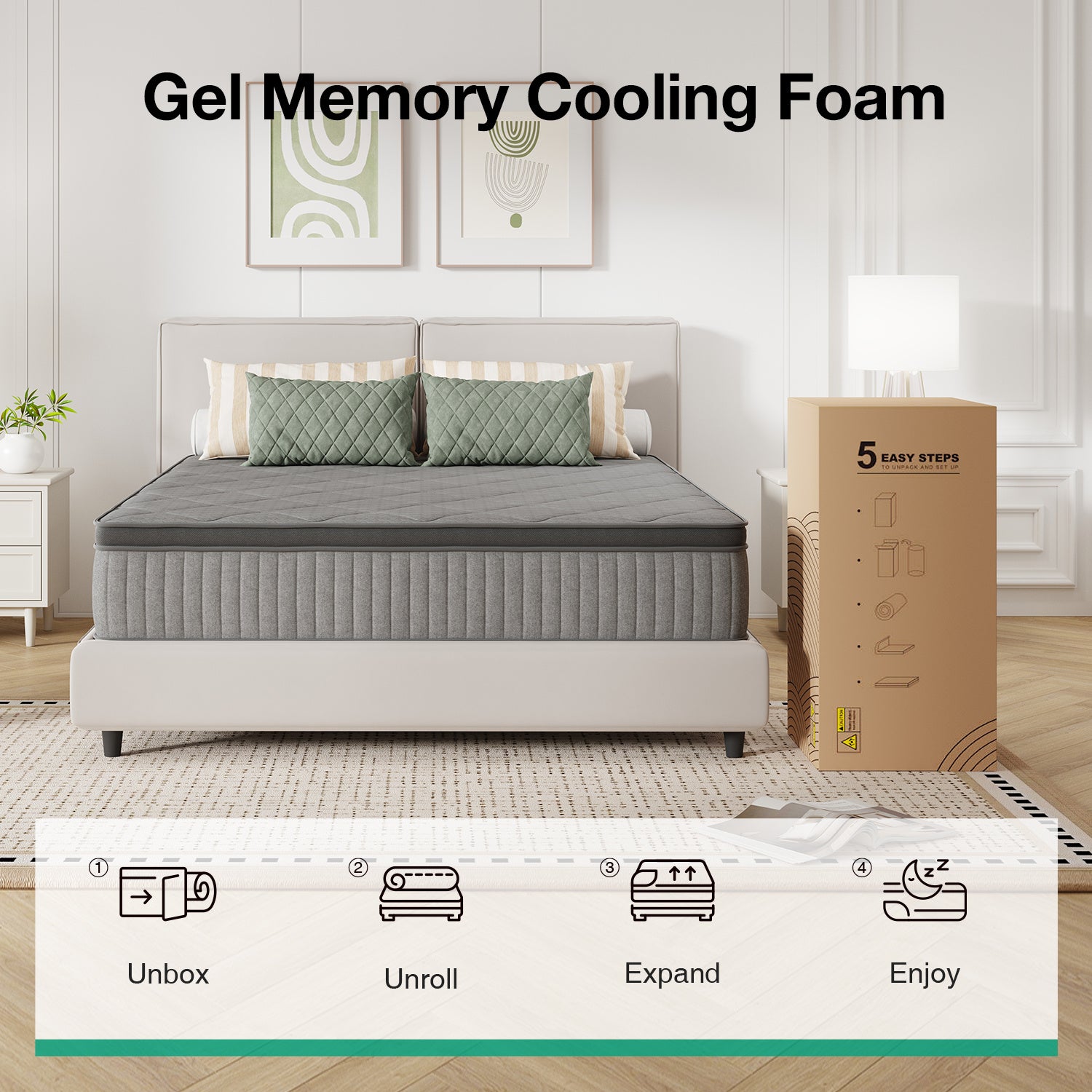 SweetNight 6\u002F8\u002F10\u002F12\u002F14 inch Memory Foam Hybrid Mattress With Pocket Springs, Twin Xl, Full, Queen, King, Sizes In A Box, Medium Firm, Mattresses For Support Comfort, Fiberglass-Free