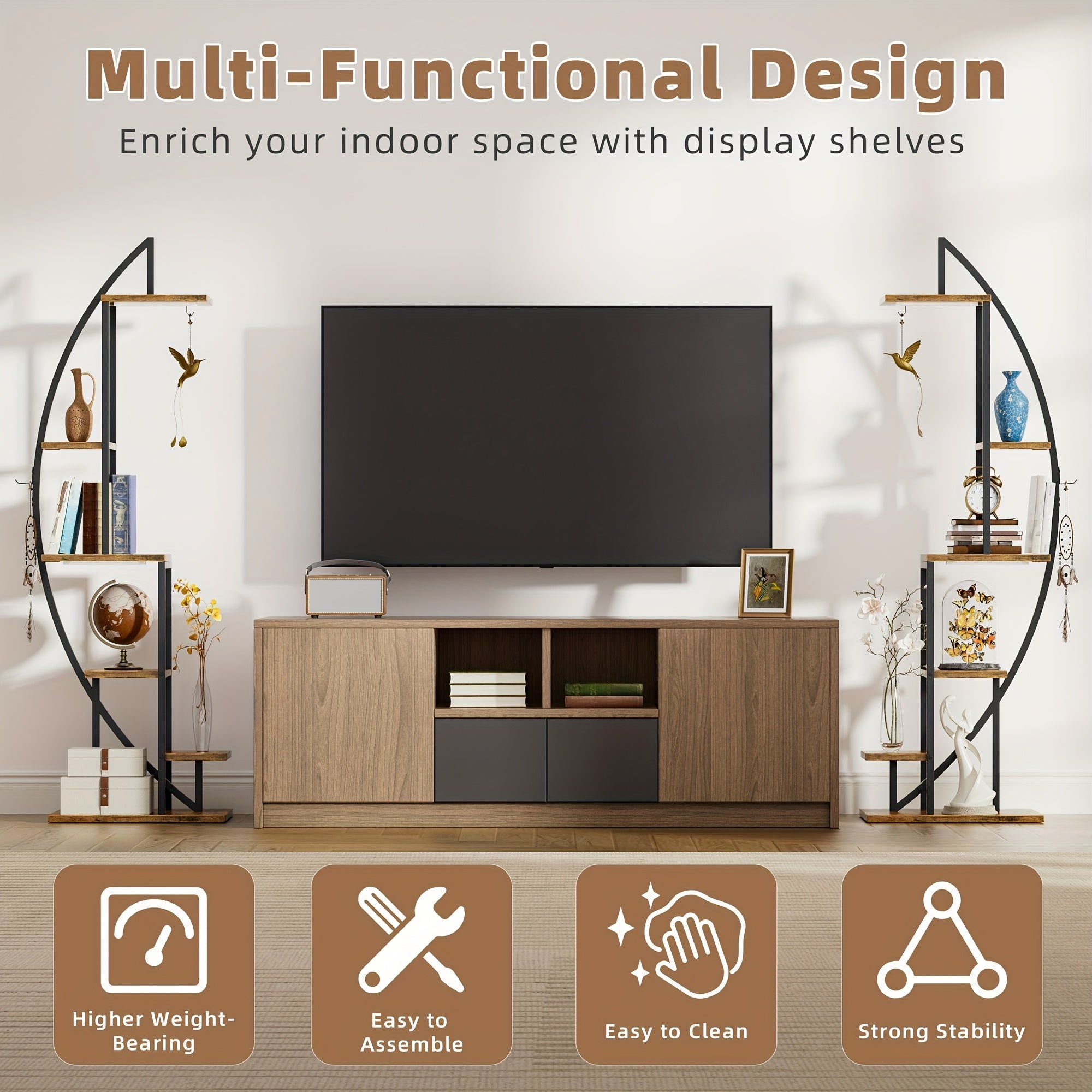 2pcs Bookshelf With Light, 6-tier Display Stands, 63\