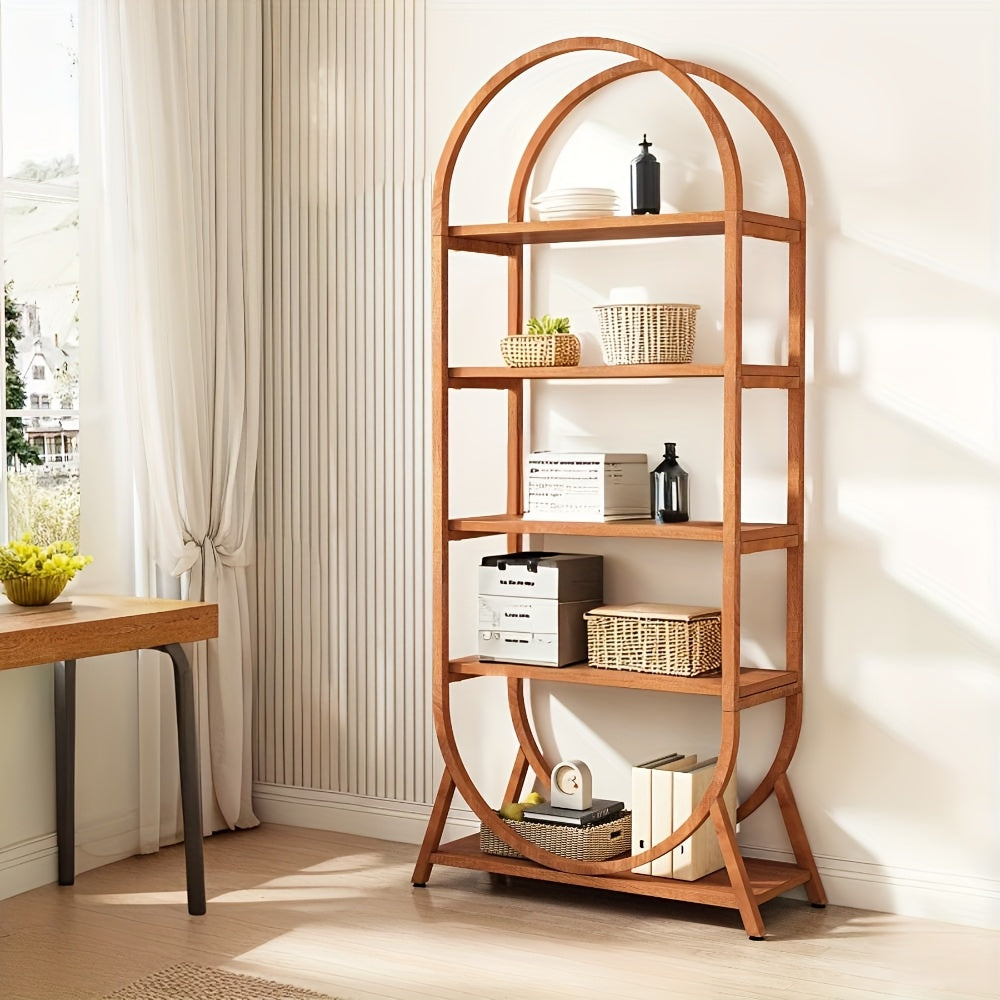 Modern 5-Tier Arched Bookcase - 70.8\
