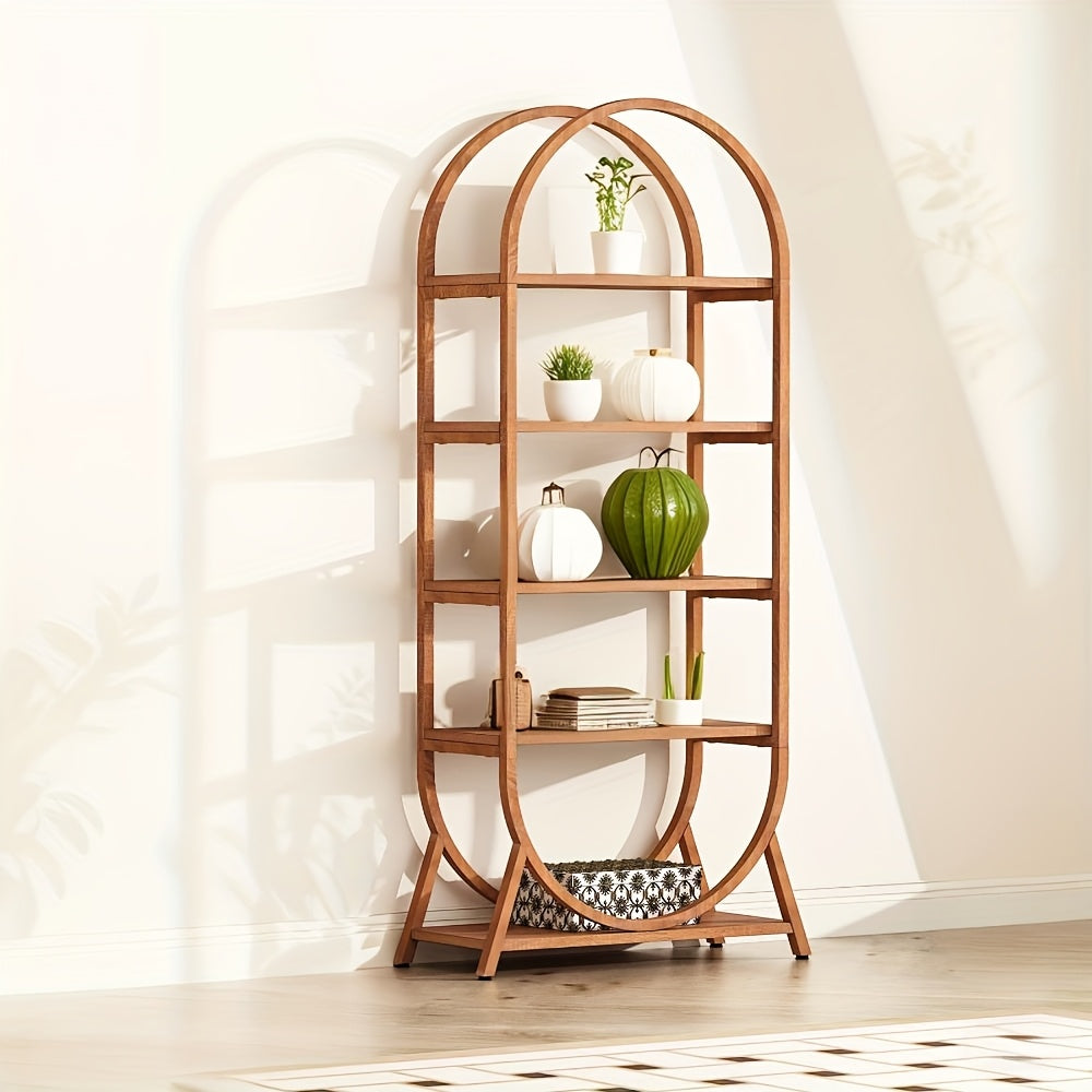 Modern 5-Tier Arched Bookcase - 70.8\