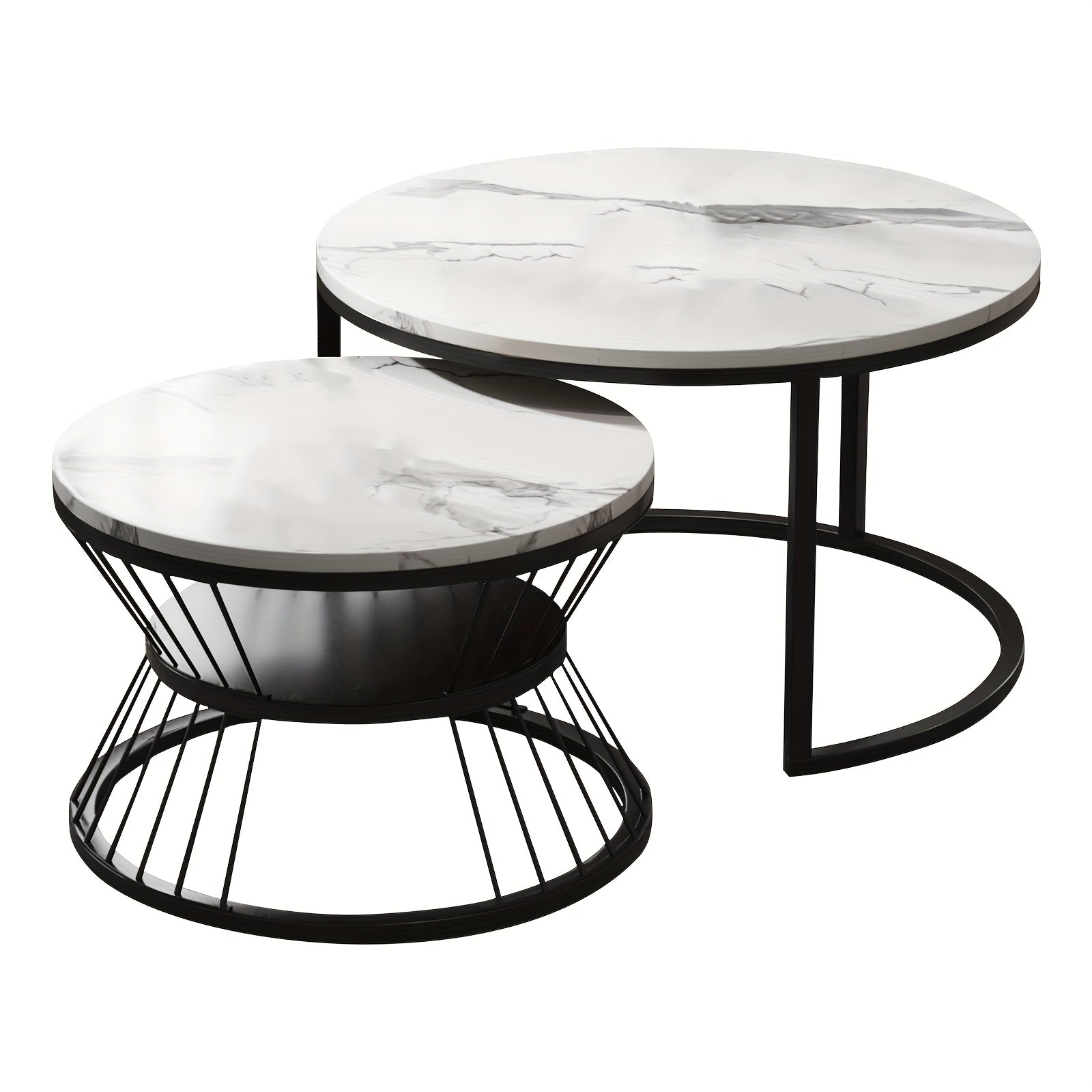 Nesting Coffee Table Black Set of 2, 27.5\